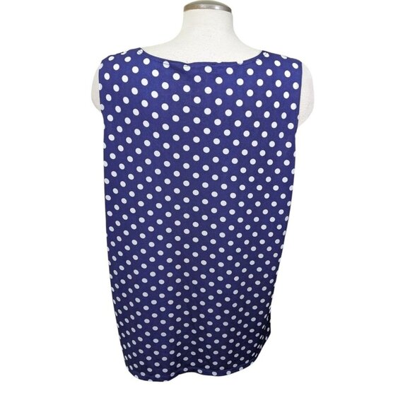 Slinky Brand Womens Plus 1X Top Navy Blue Polka Dot Travel Stretch Sleeveless - Picture 4 of 7